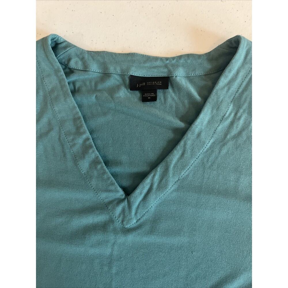 J. Jill Wearever Collection Dress Tank Dress Turquoise Floral Band V Neck Medium - Picture 8 of 9